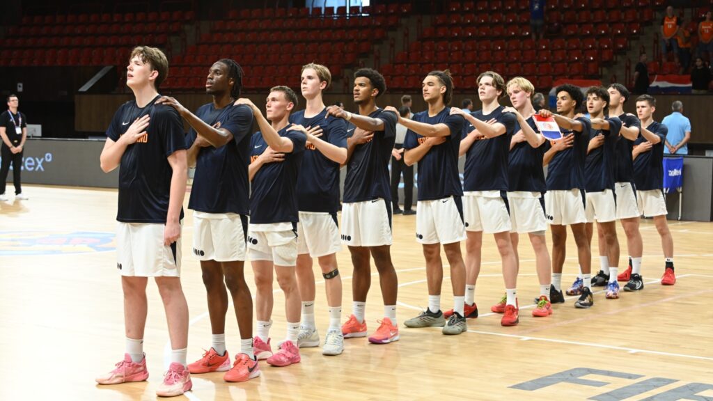 De MU20 Orange Lions tijdens het EK in de B-Divisie, juli 2025.