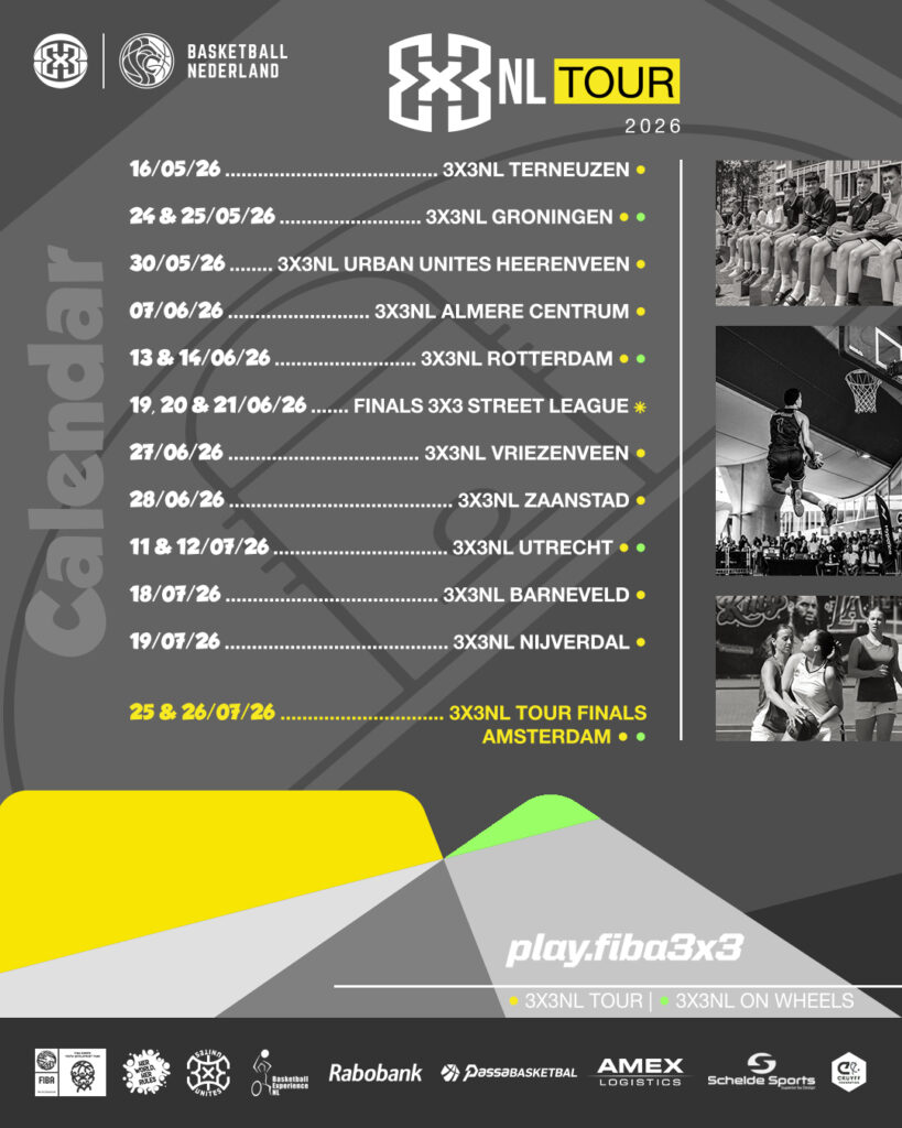 De speeldata en steden van de 3x3NL Tour 2026
